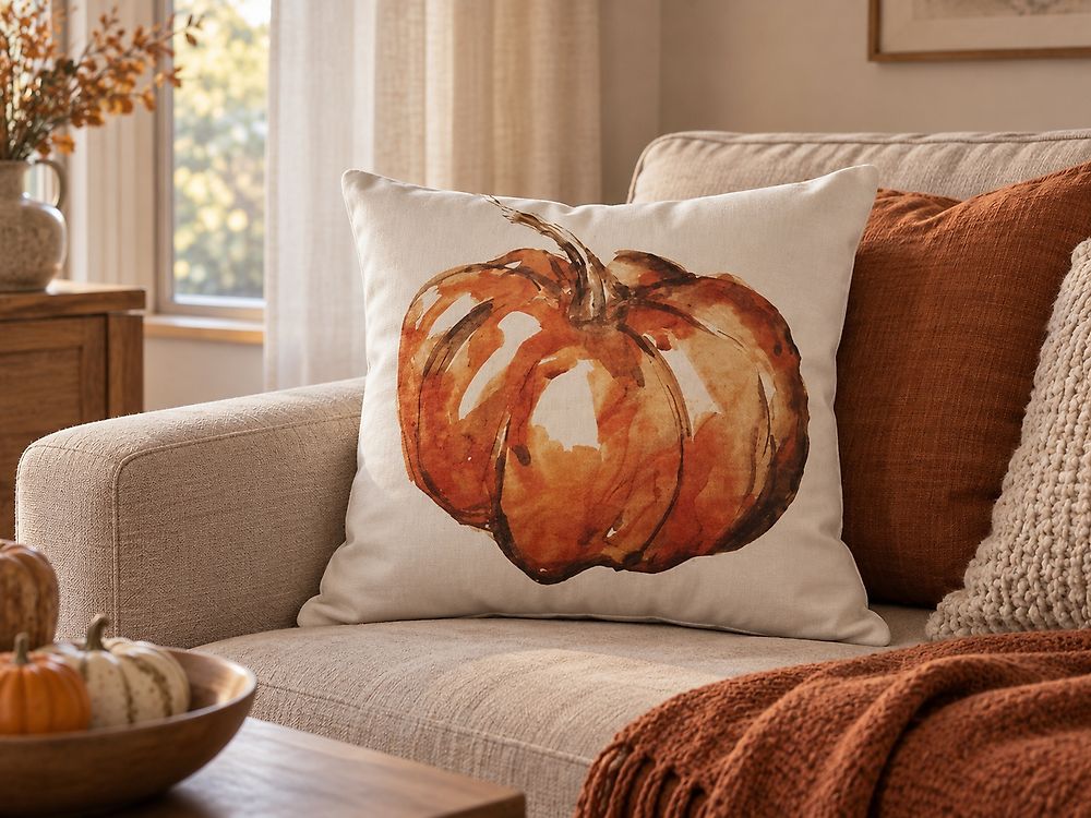Prydnadskudde CURBITA 45 x 45 cm Sammet Beige Växtmotiv