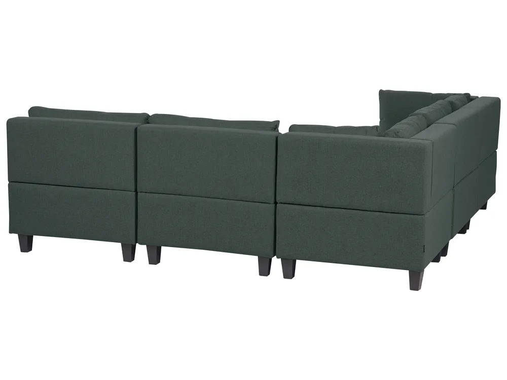 Modular Corner Sofa 5 Seater UNSTAD with Ottoman Fabric Dark Green Right Hand_925514