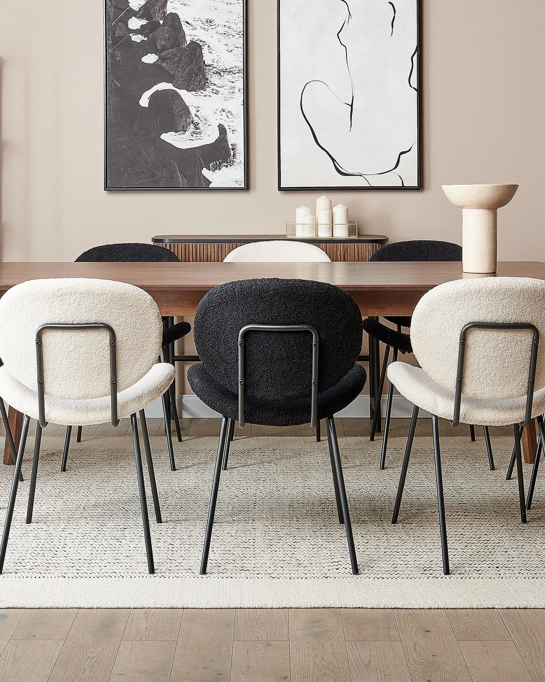 Set of 2 Dining Chairs LUANA Boucle Black_873700