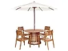 Garden Dining Set 4 Seater AGELLO with Parasol (12 Options) Acacia Wood Brown