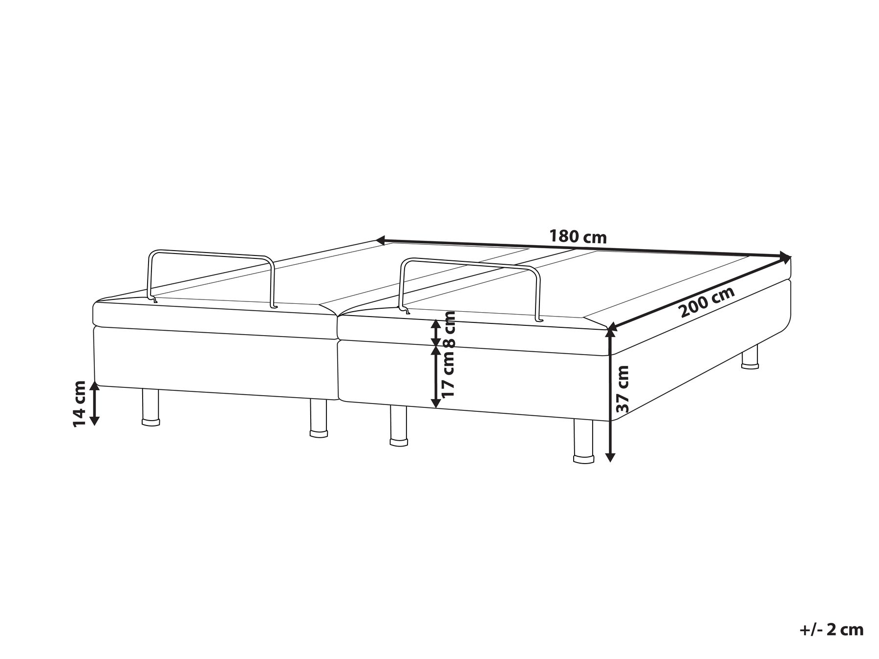 Adjustable Bed without Headboard Fabric CASTELLAN 180 x 200 cm (EU Super King) Light Beige_952227