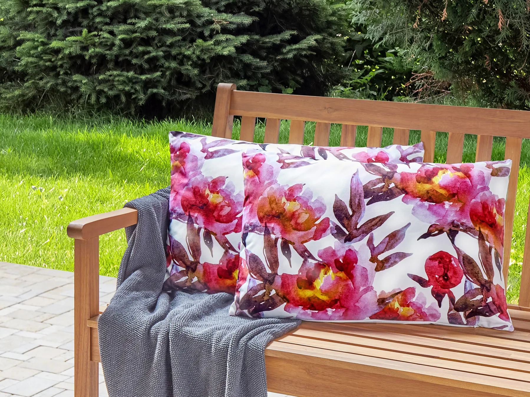 Set of 2 Outdoor Cushions LANROSSO Floral Pattern 40 x 60 cm Pink_881427