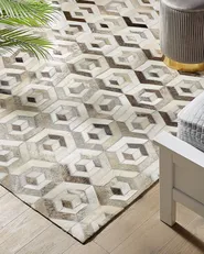 Rug TAVAK Beige 140 x 200 cm Leather_787187