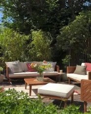 Garden Lounge Set with Table and Ottoman 5 Seater BARATTI Acacia Wood Brown_969487