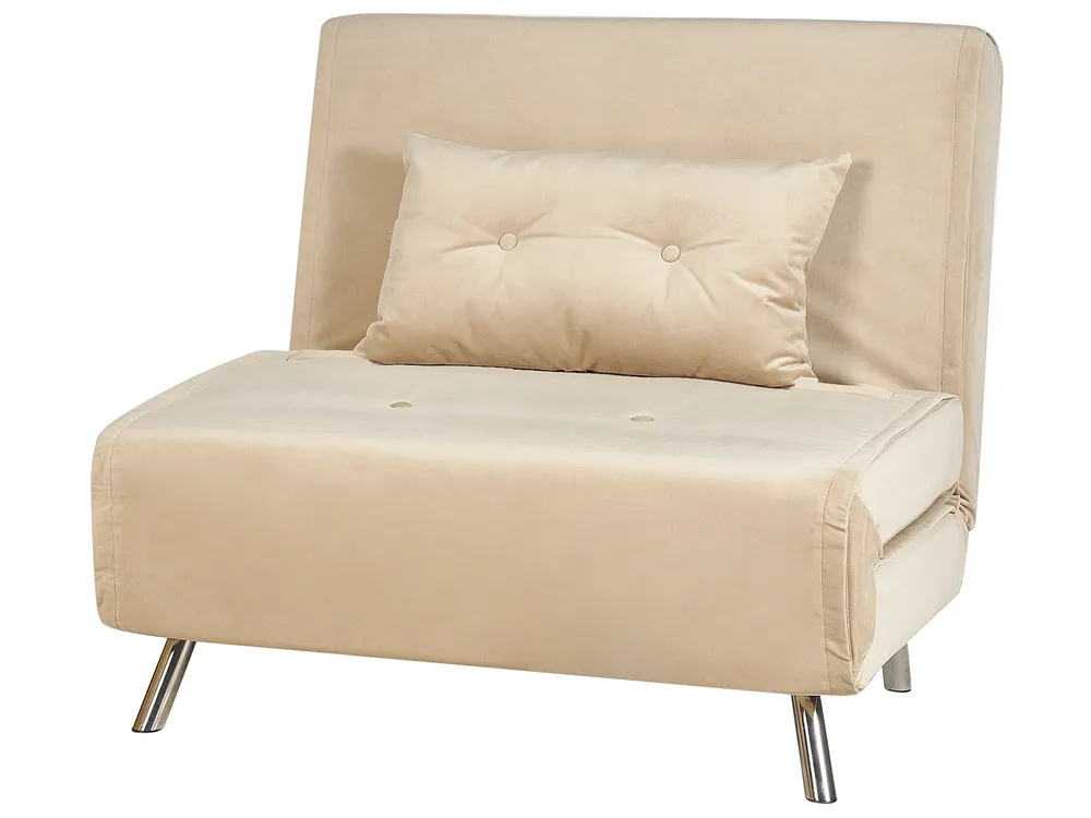 Single Sofa Bed FARRIS Velvet Beige_875465