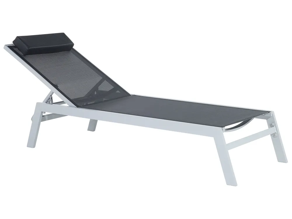 Sun Lounger CATANIA Reclining Metal Black