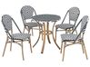 Garden Dining Set 4 Seater RIFREDDO PE Rattan Black/ White