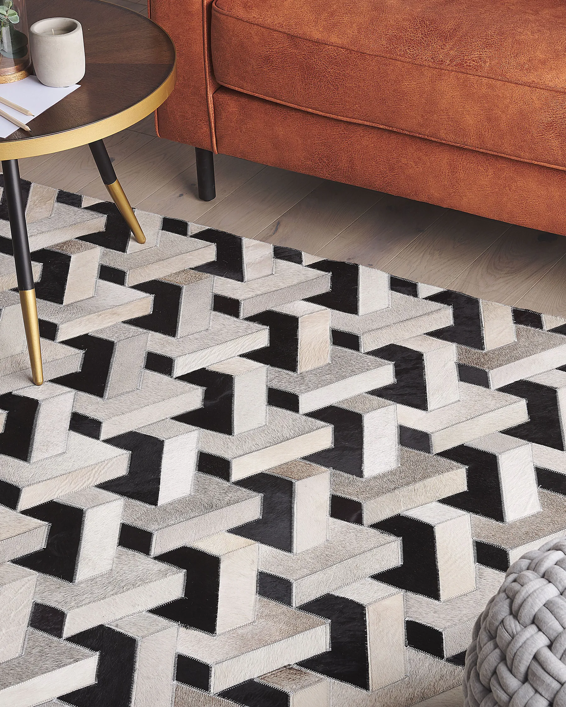 Rug NARMAN Grey 140 x 200 cm Leather_780707