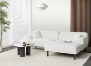 Corner Sofa 3 Seater HOLT Boucle White Left Hand_959486