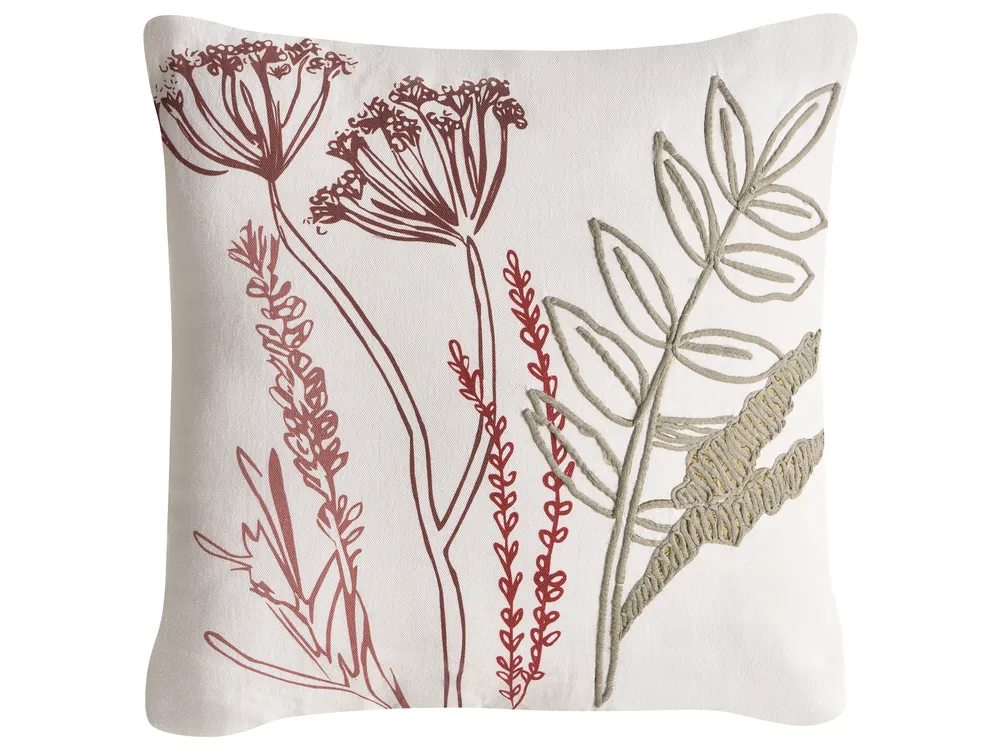 Set med 2 prydnadskuddar AGLAIA 45 x 45 cm Bomull Vit Blommigt tryck_1040889