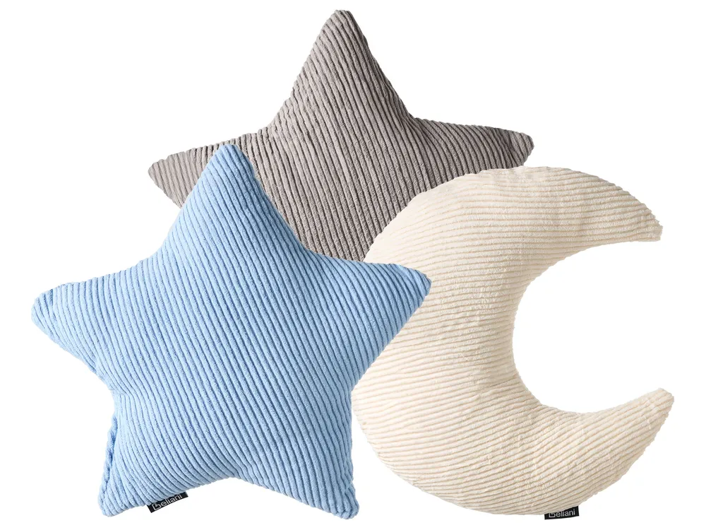 Set of 3 Decorative Cushions LUNA Corduroy 35 x 30 cm 35 x 35 cm Multicolour Solid