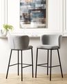 Set of 2 Bar Chairs MINA Boucle Light Grey