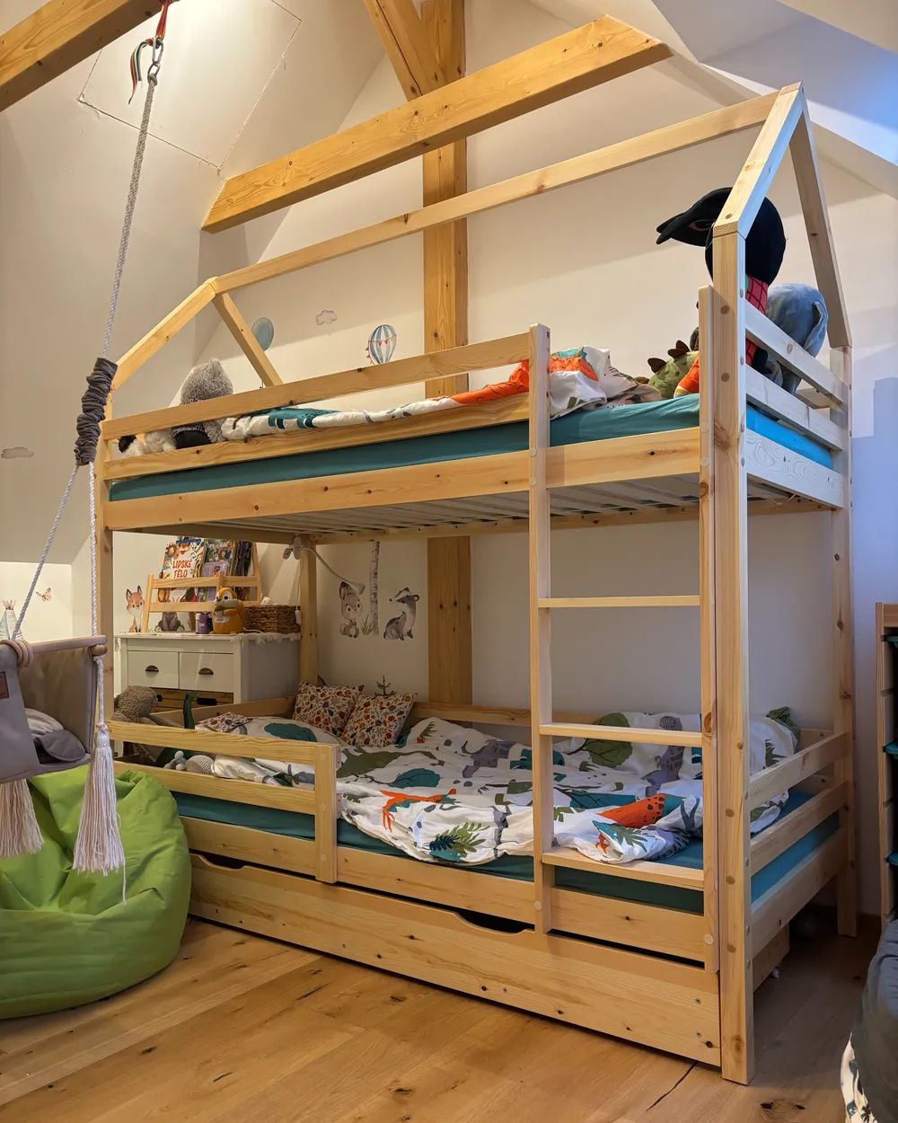Bunk Bed with Drawers GIRGOLS Pine Wood Light Brown 90 x 200 cm (EU Single) with Storage_1039443