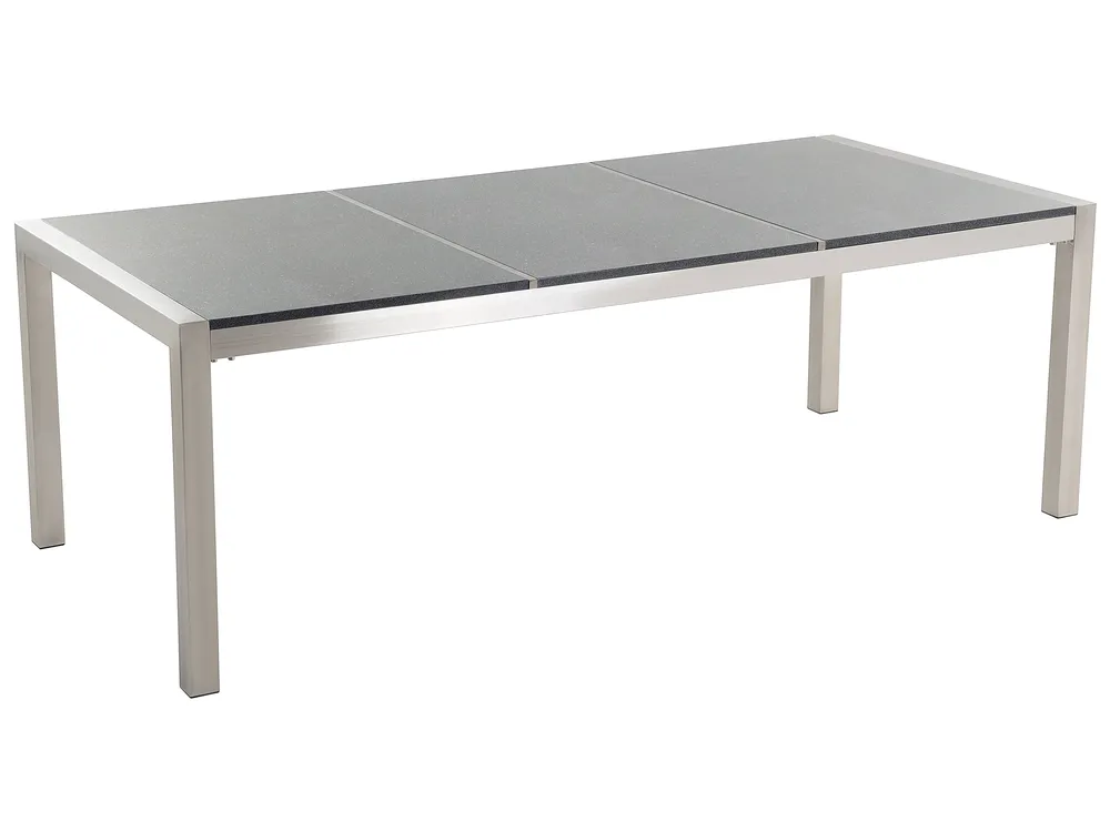 Garden Dining Set 8 Seater GROSSETO Triple Plate Granite Polished Grey/ White_377774