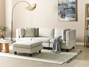 Modular Sofa 3 Seater UNSTAD with Ottoman Fabric Light Beige_891099
