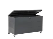 Oppbevaringsboks KYMI 136 cm 55 cm Metall med hjul Mørkegrå_1173665