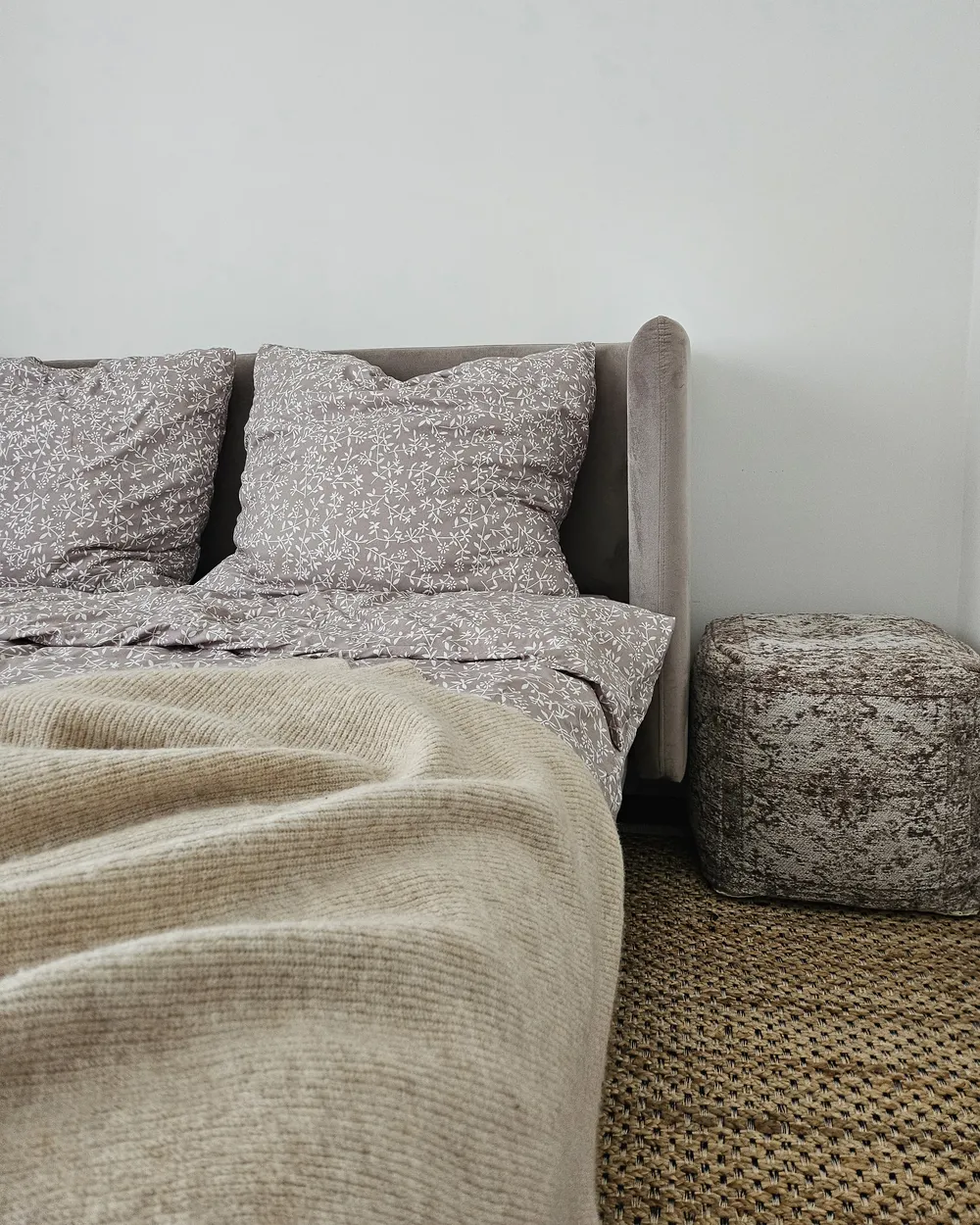 Säng med lamellram Sammet ARETTE 160 x 200 cm Taupe_901530