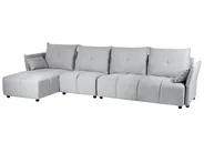 Corner Sofa 4 Seater TOMRA Fabric Light Grey Right Hand_848194