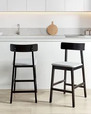 Set of 2 Bar Chairs ISANTI Wood Black/ Grey_945376