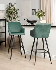 Set of 2 Bar Chairs CASMALIA Velvet Dark Green_898987