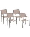 Set of 4 Garden Chairs GROSSETO Stainless Steel Beige