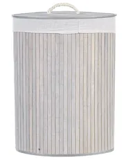 Laundry Basket MATARA Bamboo Light Grey 57 L_849067
