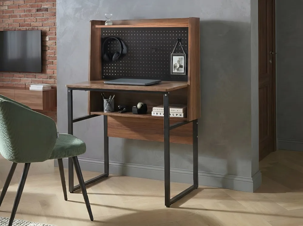 Office Desk with Memo Board BUXTON 84 cm 48 cm Dark Brown_1078600