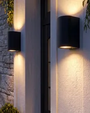 Set med 2 LED-vägglampor för utomhusbruk LAZARO Svart_1105422
