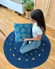 Rug KOYUNLU Dark Blue ø 120 cm Jute_982524