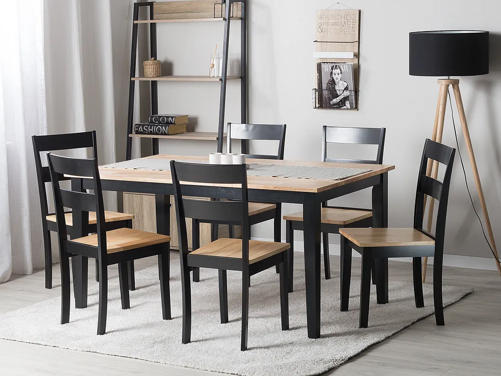 Dining Set GEORGIA Wood Brown/ Black 6 Seater