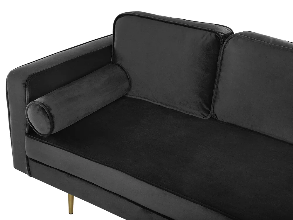 Left-Hand Chaise Longue MIRAMAS Velvet Black_761541