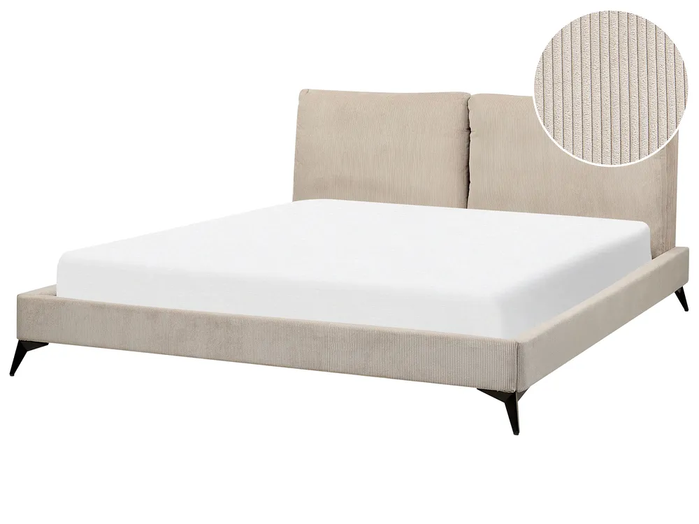Bed Corduroy MELLE 180 x 200 cm (EU Super King) Taupe