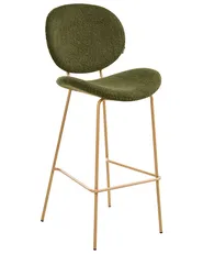 Set of 2 Bar Chairs LUANA Boucle Dark Green_1026947