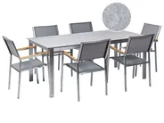 Garden Dining Set 6 Seater COSOLETO/GROSSETO Tempered Glass Marble Effect Grey_881683