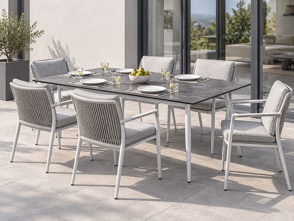 Garden Dining Table TOLENTINO 180 cm 90 cm Stone Effect Grey