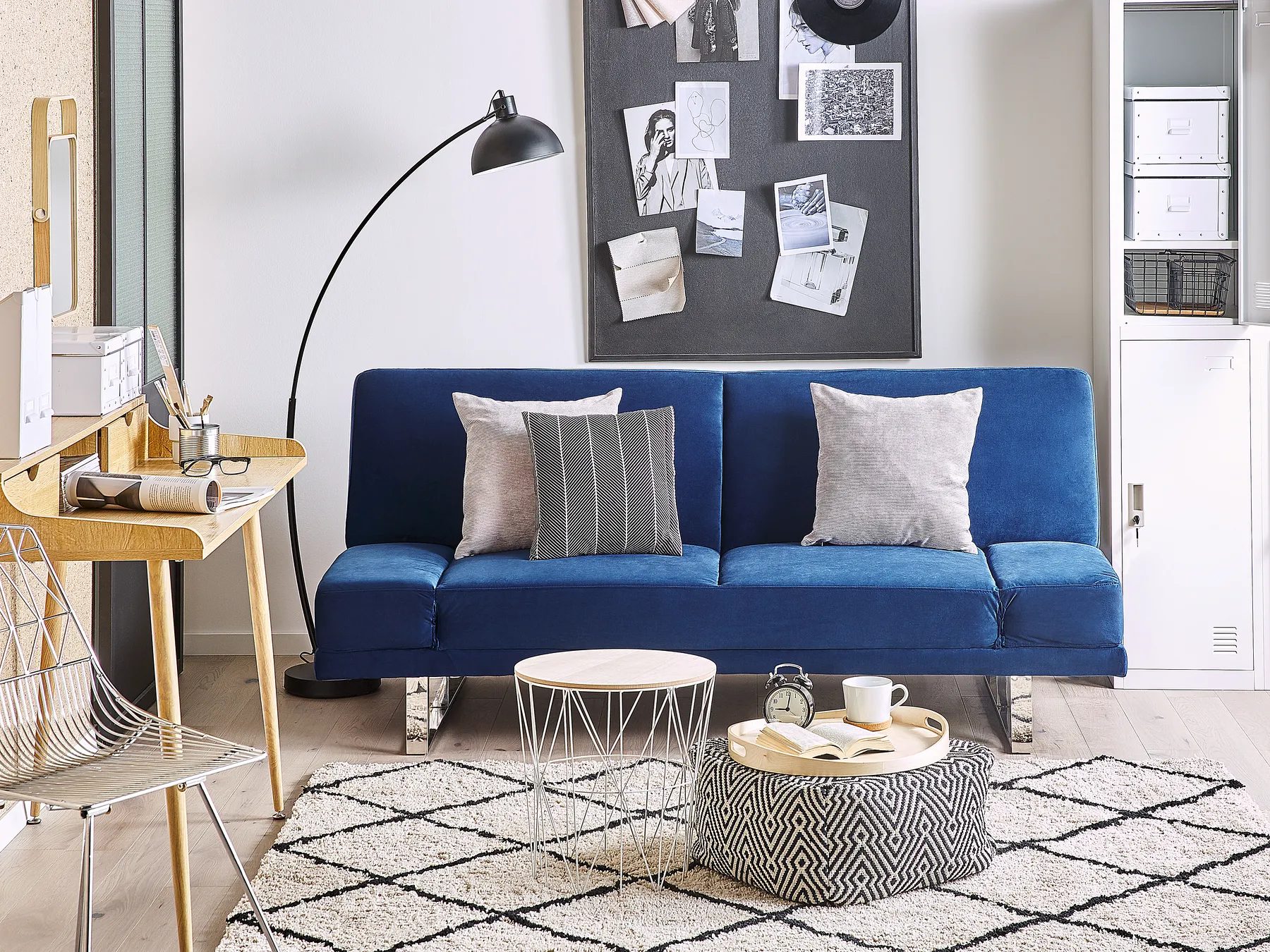 Bäddsoffa 2-sits YORK Sammet Marinblå_764709