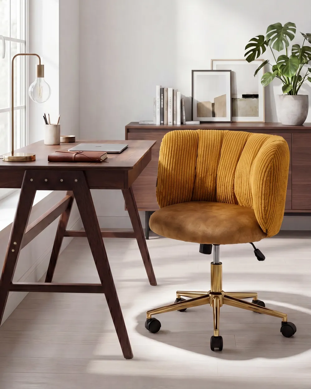 Desk Chair PELORA Corduroy Mustard