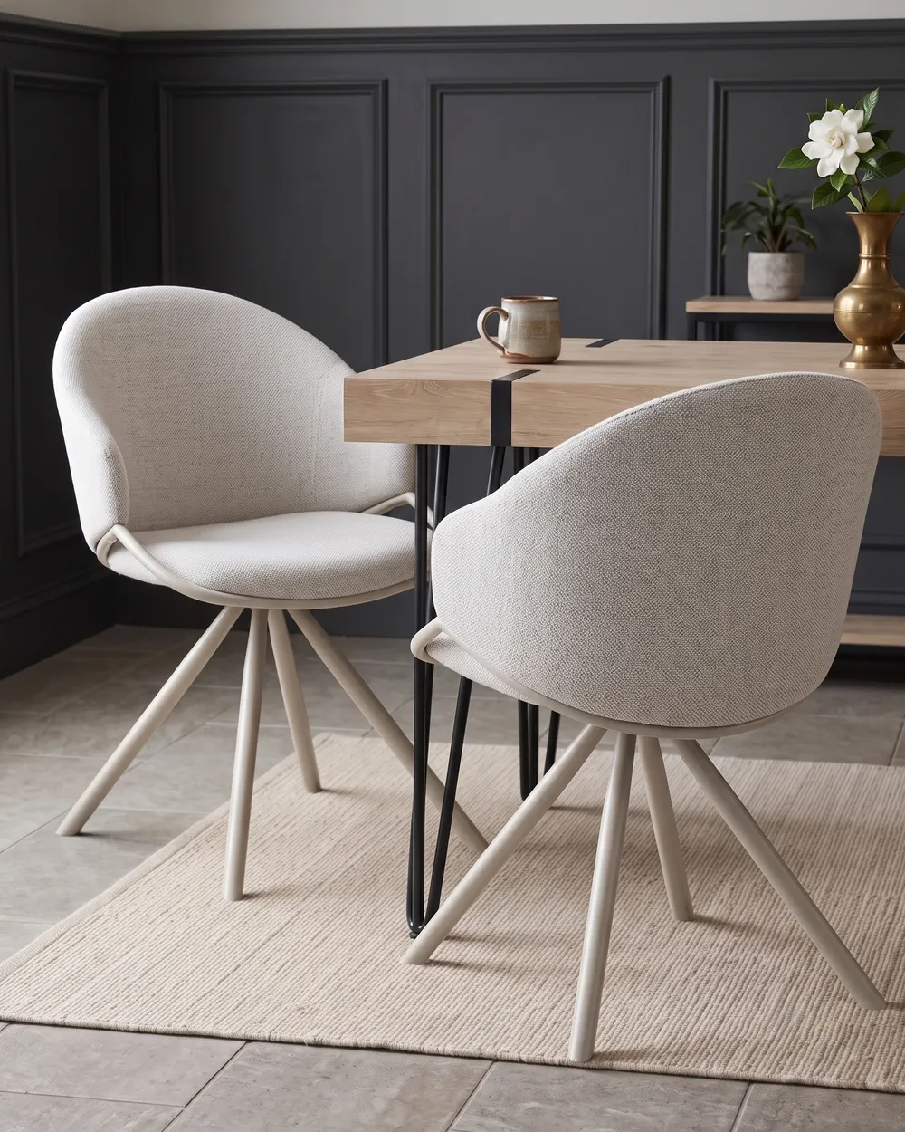 Set of 2 Dining Chairs MYSTIC Fabric Off-White