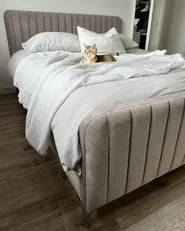 Bed Velvet LUNAN 140 x 200 cm (EU Double) Taupe_933135