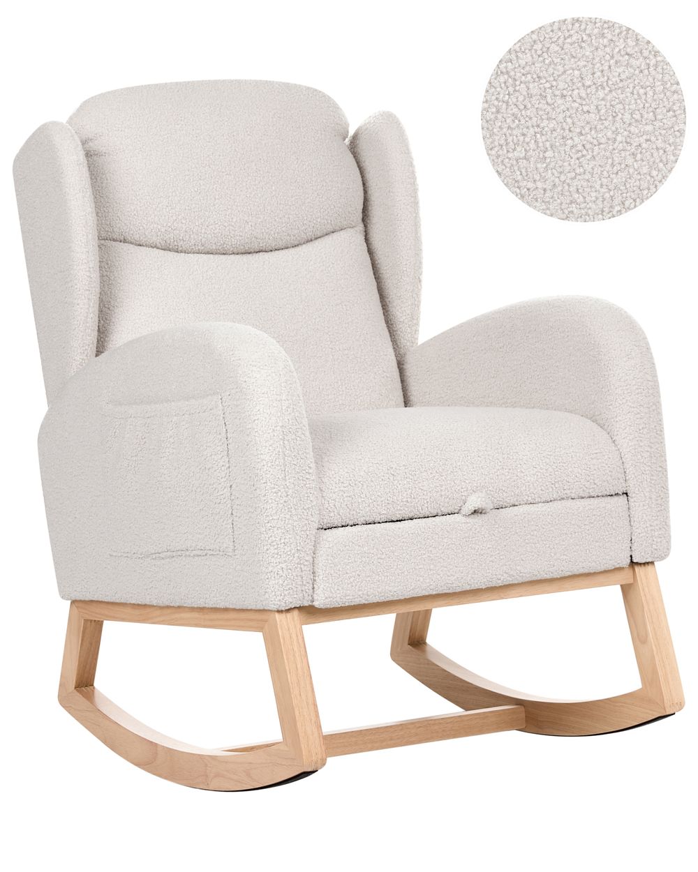 Rocking Chair HASLEV  with Footrest Boucle Off-White