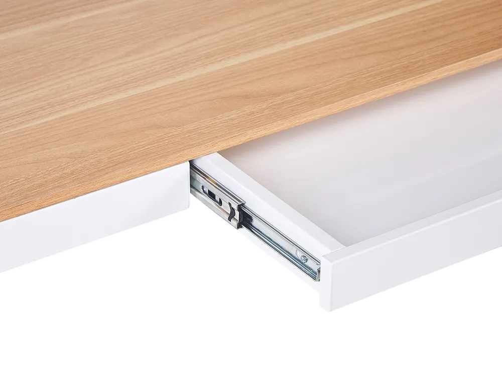 Elektriskt höj- och sänkbart skrivbord KENLY 120 cm 60 cm med USB-port Brun/ Vit_840234