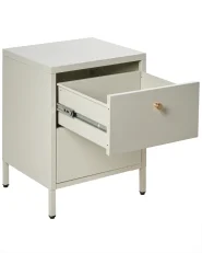 2 Drawer Bedside Table KYLEA Metal Light Beige_1053234
