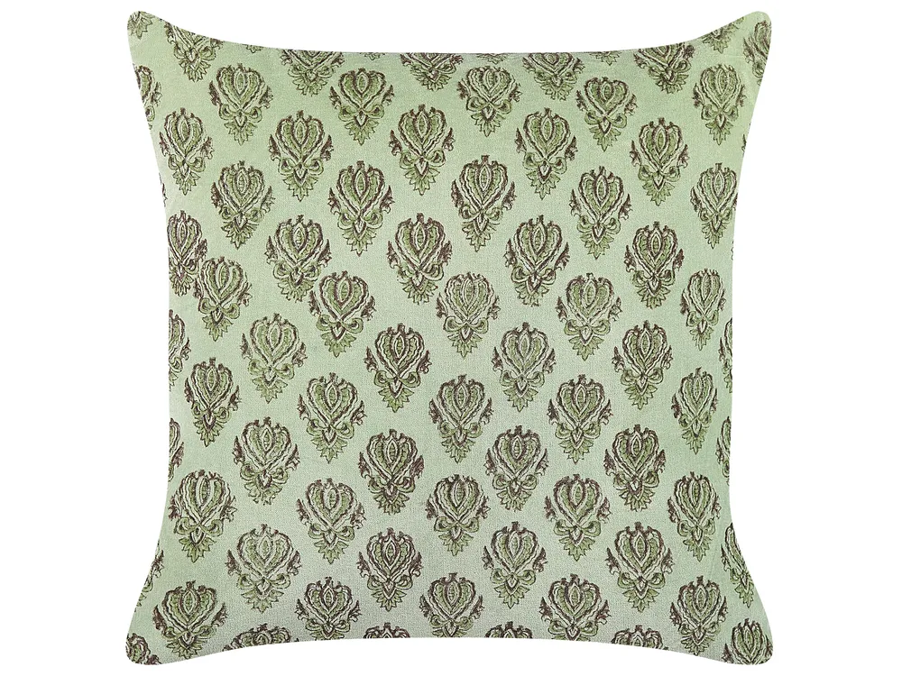 Throw Cushion RUNGIA 45 x 45 cm Velvet Green Floral Pattern