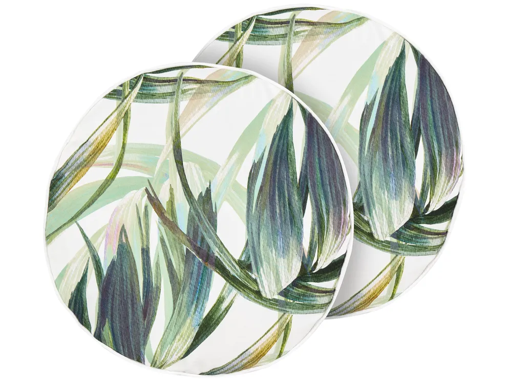 Set of 2 Outdoor Cushions CALDERINA Plant Pattern 40 x 40 cm Green
