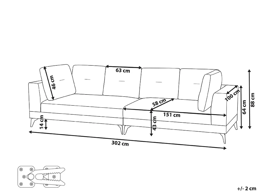 Sofa 4 Seater YURI Faux Linen Light Blue_1087716