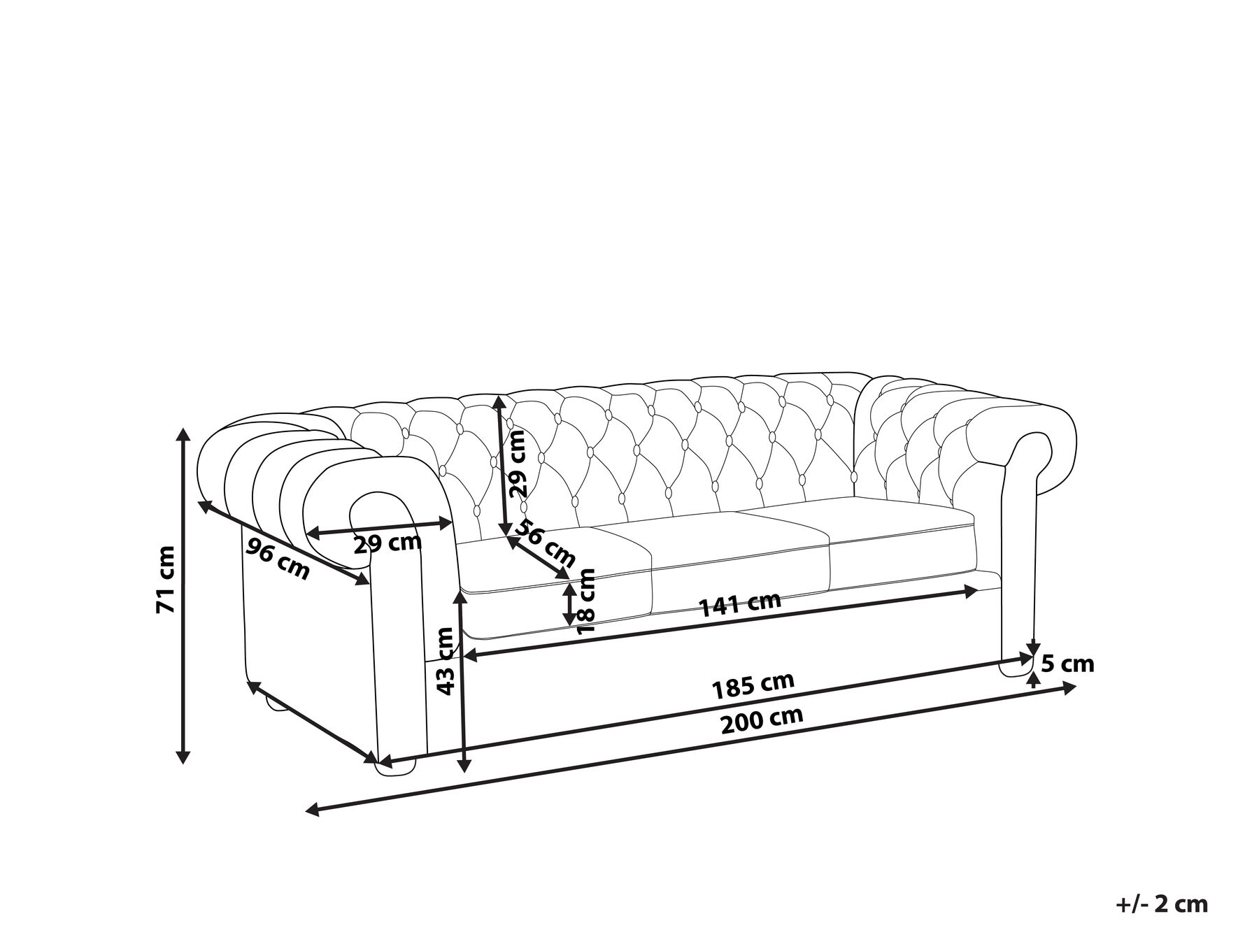 Sofa 3 Seater CHESTERFIELD Fabric Light Green_673219