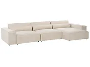 Modular Corner Sofa 4 Seater HELLNAR with Ottoman Velvet Light Beige Left Hand_911155