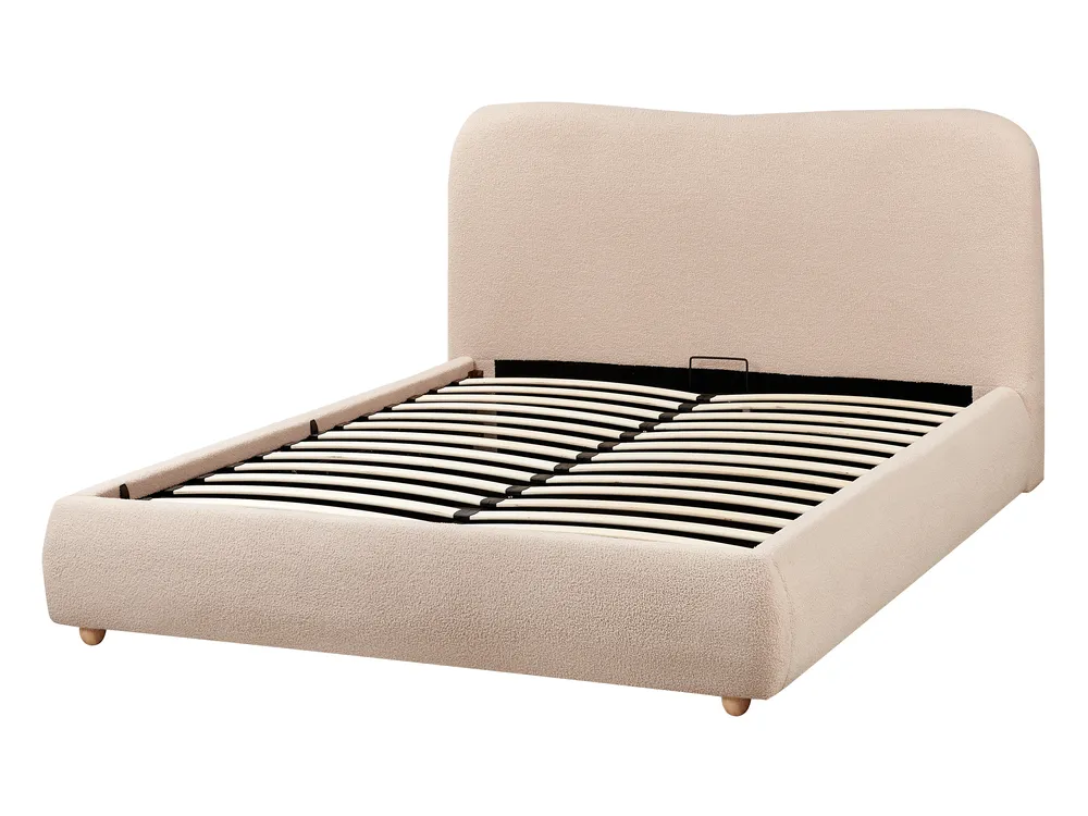 Ottoman Bed BLAGNAC Boucle Beige 140 x 200 cm (EU Double)_1009277