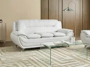 Soffa 3-sits LEIRA Konstläder Vit_1058833