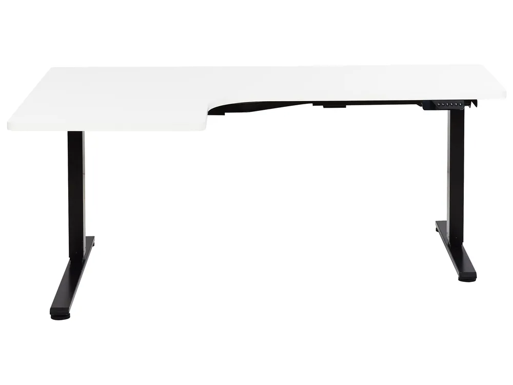 Elektriskt justerbart hörnskrivbord DESTINES 160 cm 109 cm Vit/ Svart Vänstervänd_927806